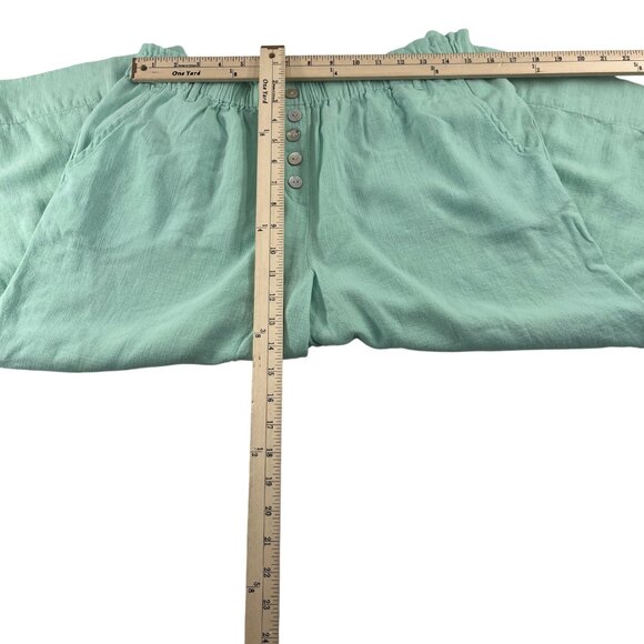 Ruby Rd. Petite Womens Pull-On Capri Pants PL Linen Blend Mint Green - Picture 2 of 5